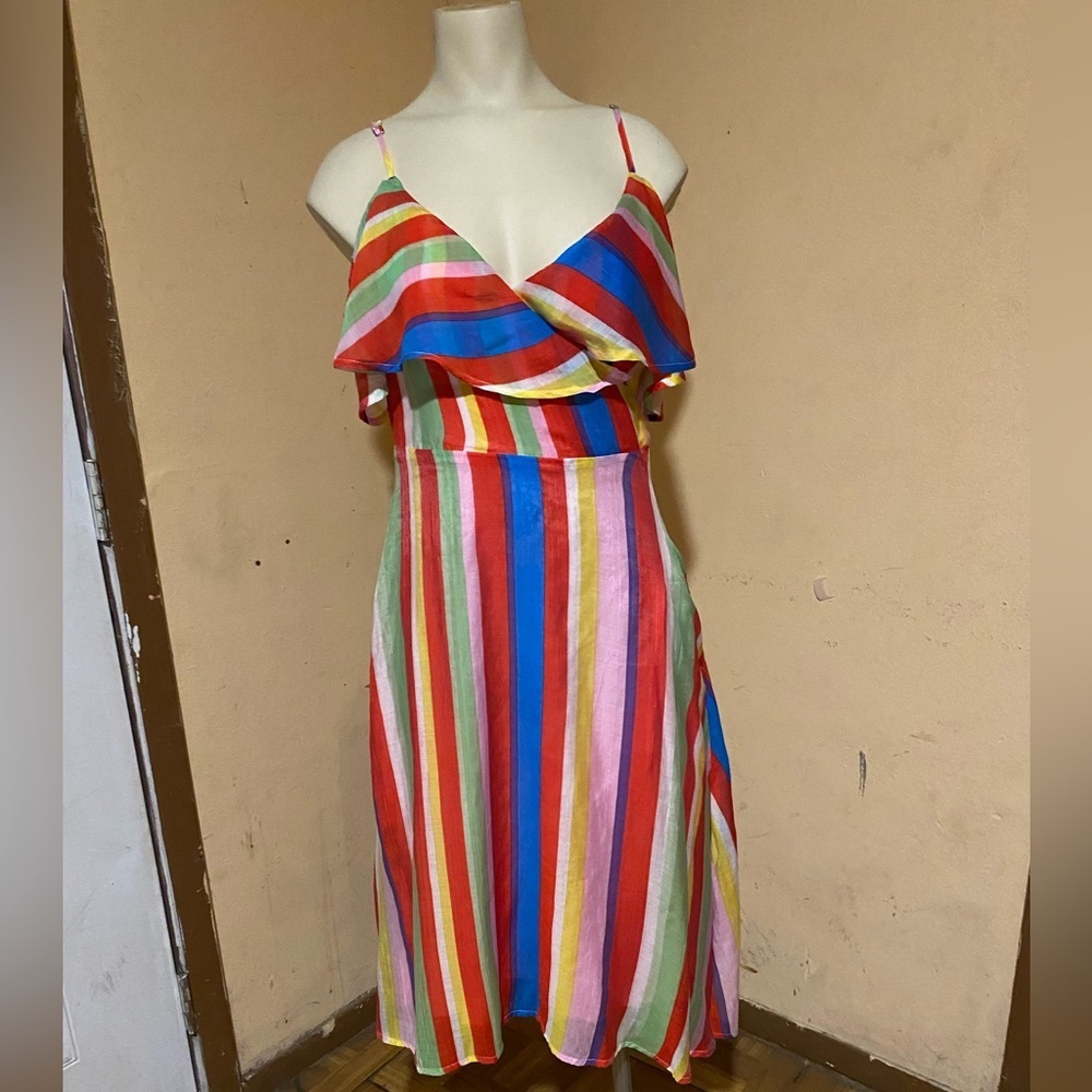 Lulu's Red and Blue Ruffled Slit Sundress - Picture 8 of 16